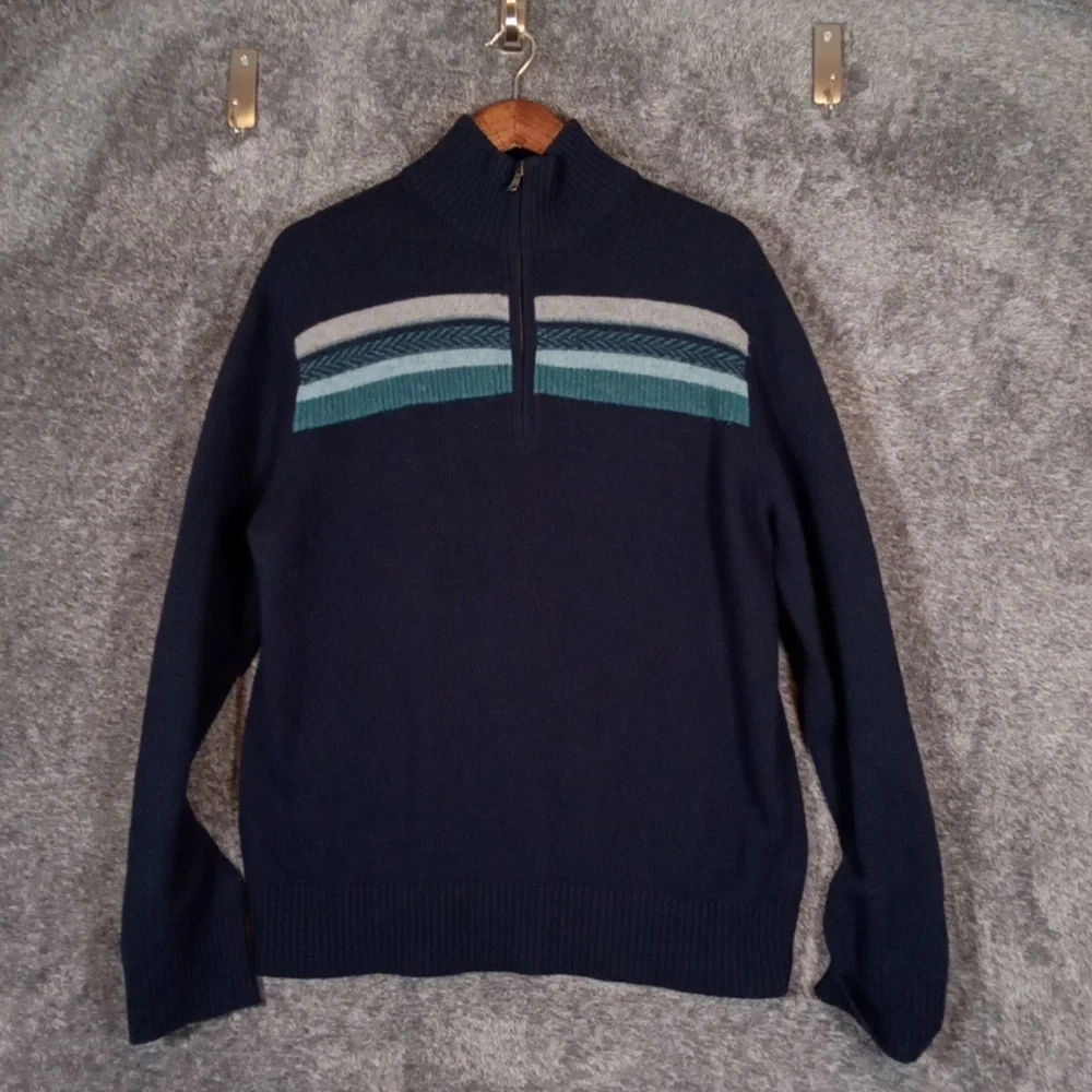 Banana Republic Men's Large 1/4 Zip Pullover Merino Wool Preppy Office
